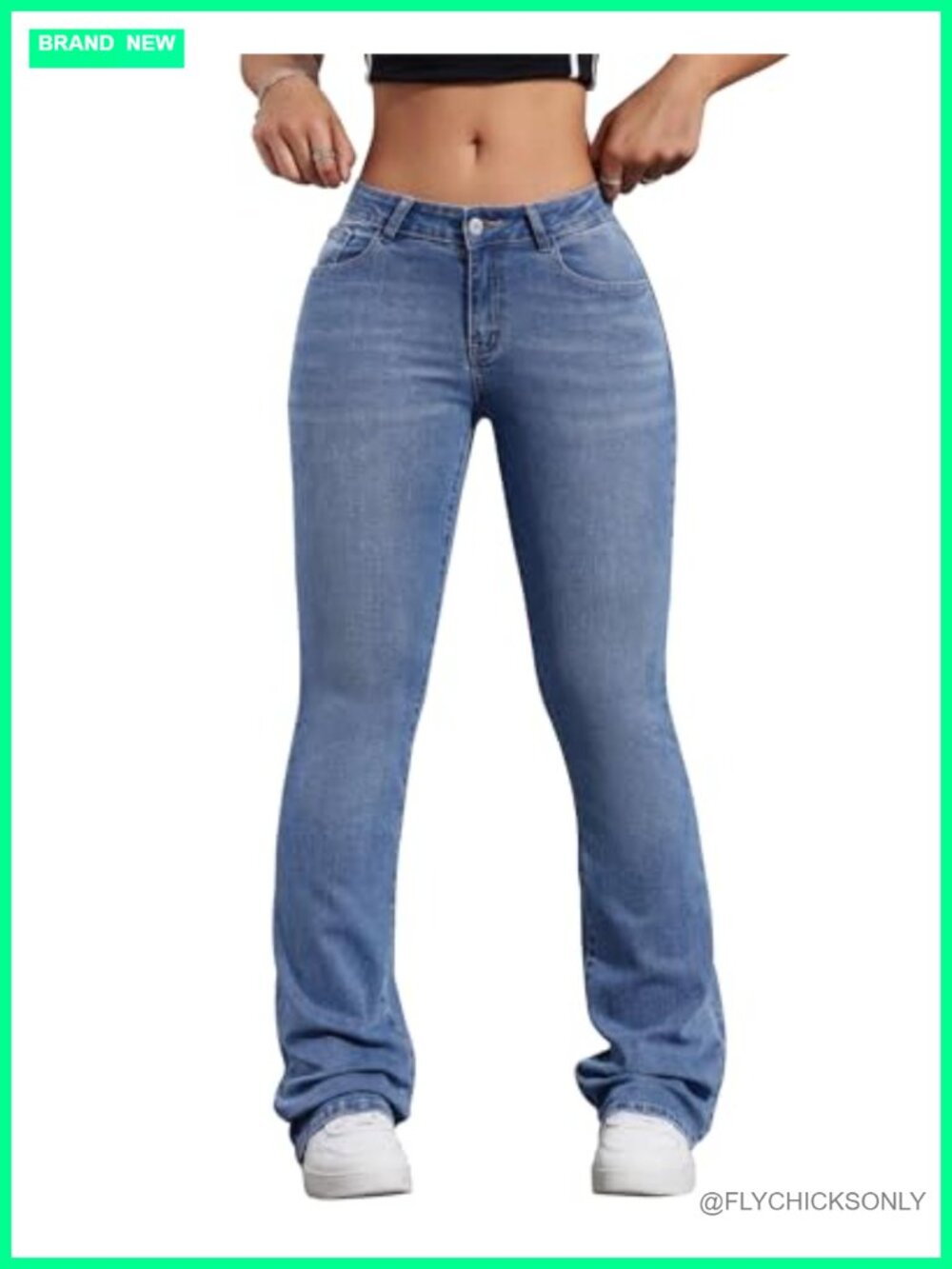 Flvsun Womens Low Waisted Flare Jeans Stretchy Bootcut Denim Pants